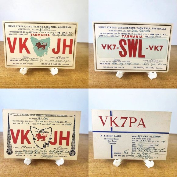 4 1939 Vintage Ham Radio Card Tasmania, Australia Lot - Picture 1 of 2